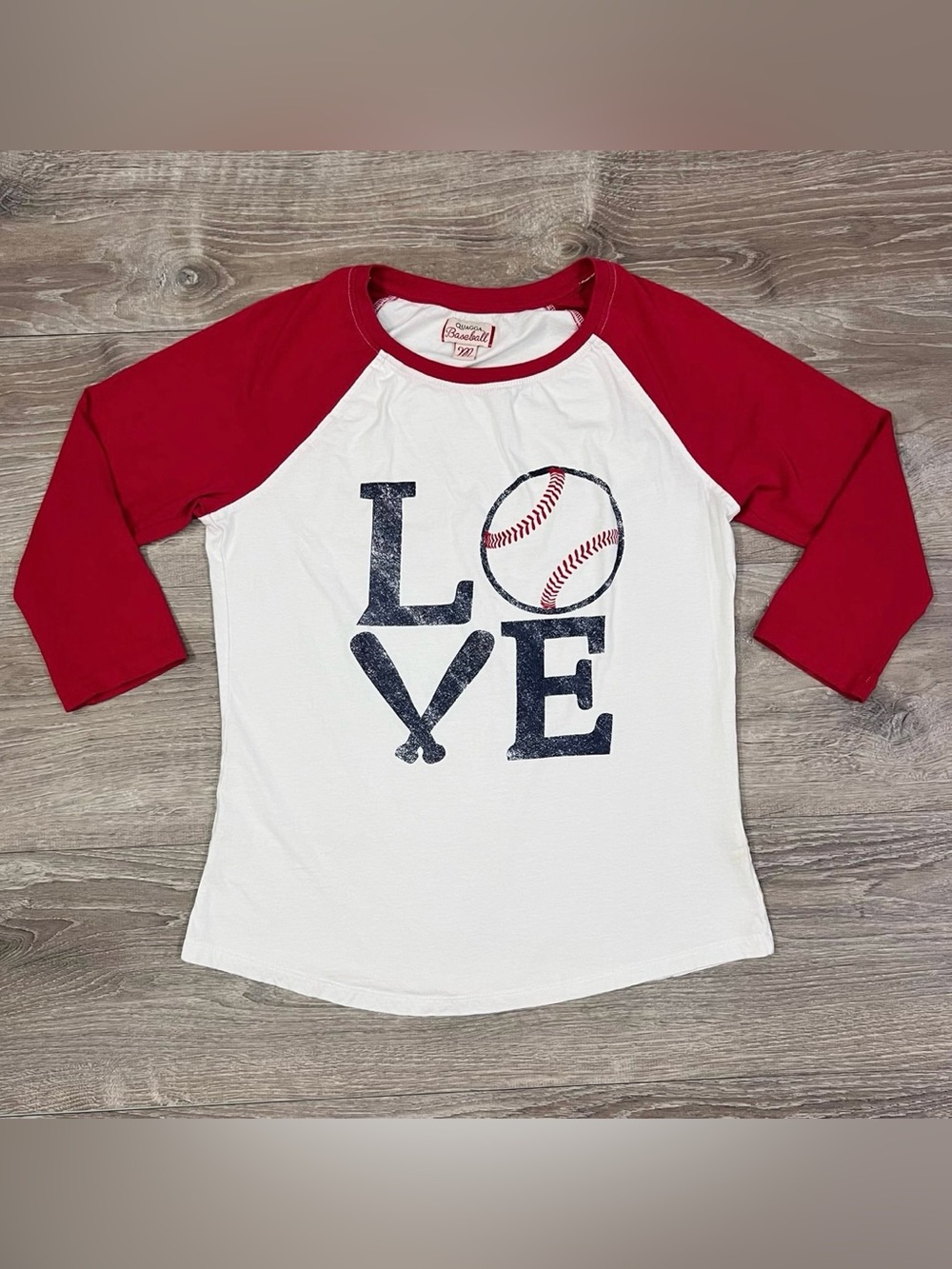 Quagga LOVE baseball 3/4 sleeve top shirt size medium Baseball and Bats graphic
